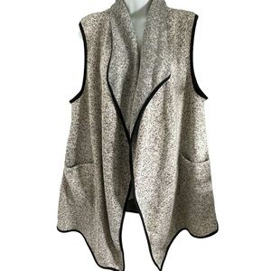 LeModa Vest Open Waterfall Shawl Collar Pockets OS